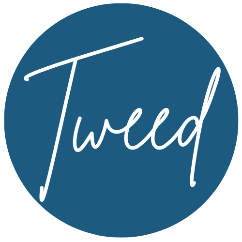 Tweed Publishing logo, the word "Tweed" in white script on a blue circle.