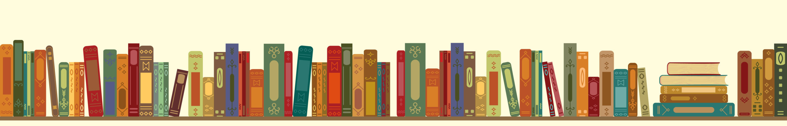 vector illustration of retro vintage color books in line horizontal design for library or bookstore